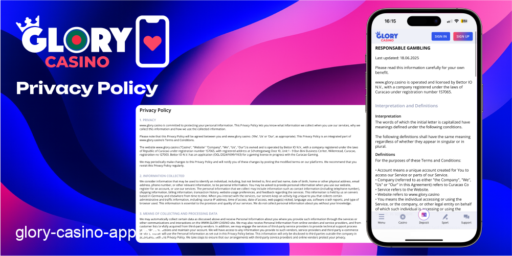 Glory Casino privacy policy app