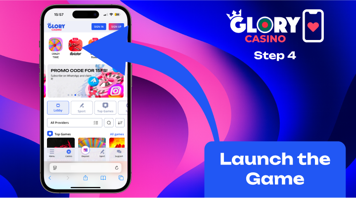Glory Casino Aviator game select