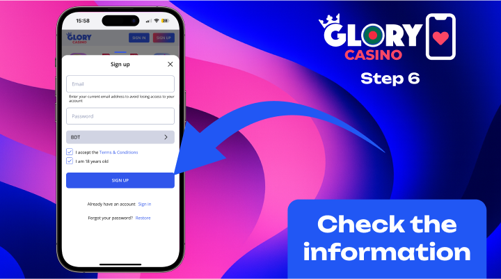 Glory Casino complete account verification