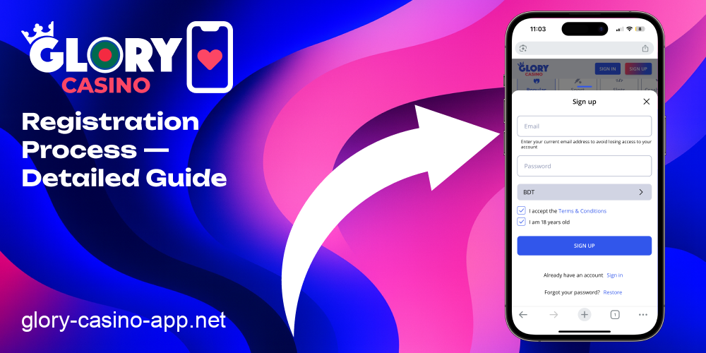 Glory Casino registration step by step