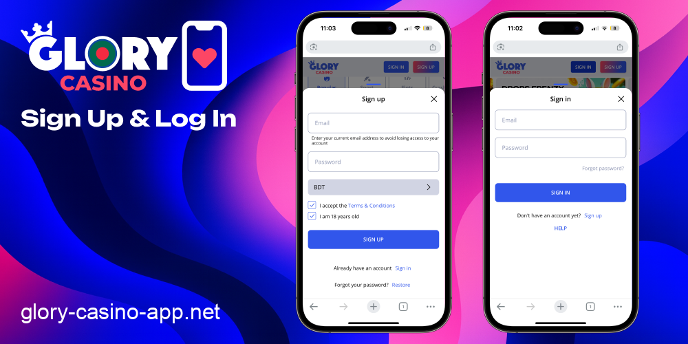 Glory Casino app sign up login